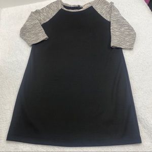 Ann Taylor LOFT black dress with gray & white 3/4 sleeves size 10 Relaxed Fit